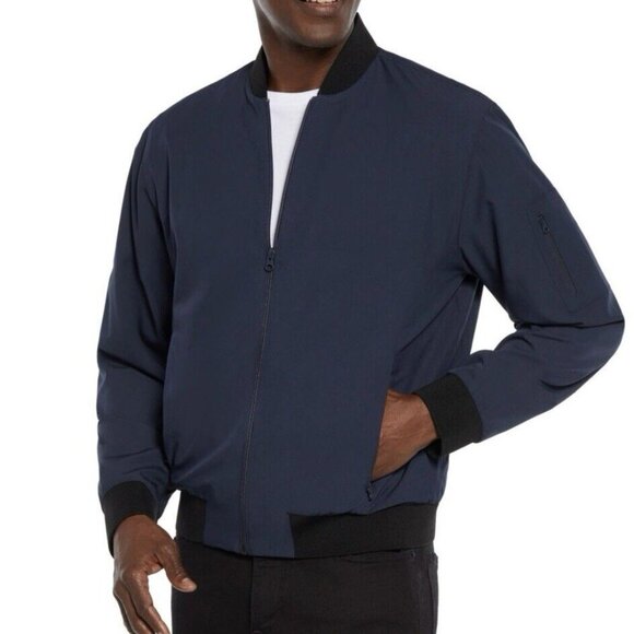 Express Men’s Lightweight Bomber Jacket Navy Blue Full Zip Size XL - NWT $148 - Picture 3 of 16